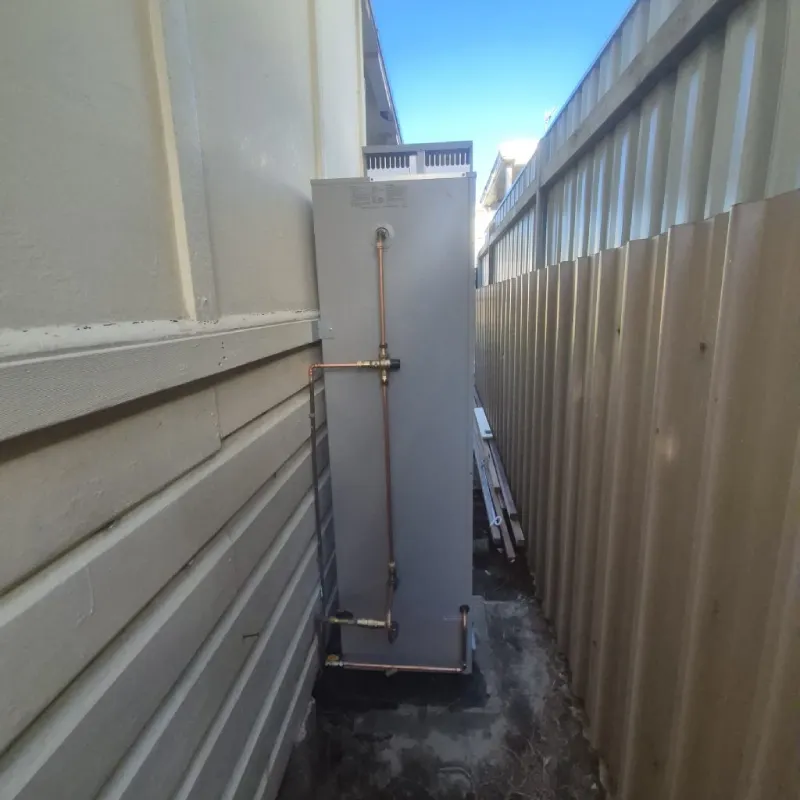 Gas hot water system installation with copper pipework